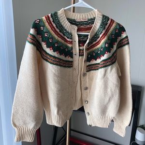 Vintage Cardigan Wool balloon sleeve